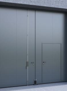 Распашные гаражные ворота в стальной раме с сэндвич-панелью (2000x2000)